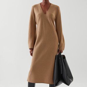 COS V-Neck Wool Midi Dress - BNWT Size L